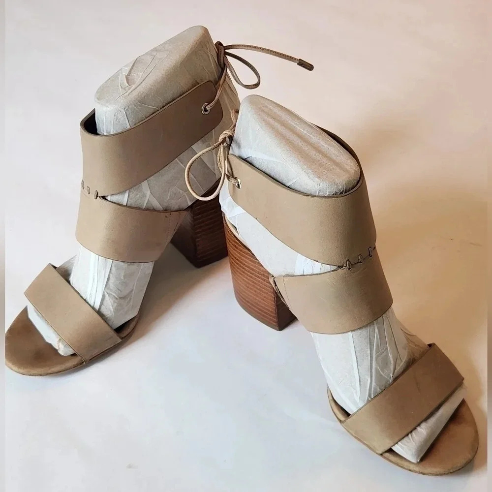 Rebecca Minkoff Beige Block Heel Sandals